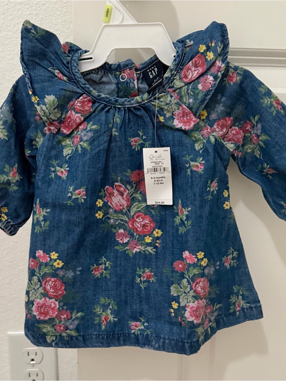 Baby Gap Baby Girl Floral Chambray Dress 0-3 Months